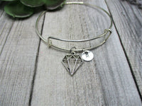 Geometric Diamond Charm Bracelet Initial Bracelet Gifts for Her Geometric Jewelry