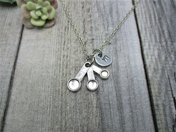 Measuring Spoons Necklace Customized  Bakers Jewelry  Letter Initial Necklace Gifts For Her Measuring Spoons Jewelry Bakers Necklace