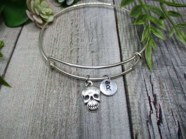 Skull Charm Bracelet  Halloween Jewelry Initial Bracelet Gifts for Her Skull Jewelry Halloween Bracelet Spooky Gifts