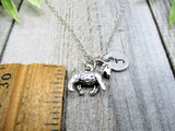 Goat Necklace  Customized Letter Initial Necklace Gifts For Her  / Him Animal Necklace