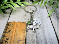 Cow Keychain Initial Keychain Personalized Gifts Birthstone Animal Keychain Gifts For Her Farm Keychain