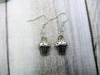 Silver Cupcake Earrings  Sweets Cupcake Dangle Earrings Cupcake Jewelry Bakers Gifts For Her