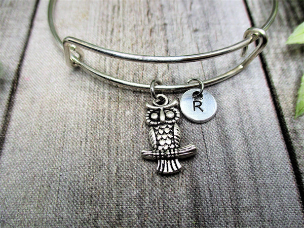 Owl Charm Bracelet Animal Charm Bracelet Initial Bracelet Gifts for Her Owl Jewelry Animal Jewelry Owl Lovers Gift