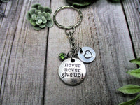 Never Never Give Up Keychain Birthstone Keychain Personalized Handstamped Custom Birthday Gifts For Her Birthstone Gift