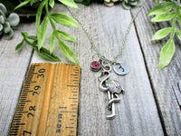 Flamino Necklace Animal Necklace Customized Hand Stamped Letter Initial Gift for Her Flamingo Jewelry Birth Month Birthstone Jewelry