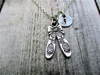 Ballet Necklace  Ballet Slippers Necklace Ballet Shoes Necklace Customized Letter Initial Necklace Gifts For Her