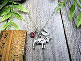 Cow Necklace Animal Necklace Customized Letter Initial Gift for Her Farm Jewelry Birth Month Birthstone