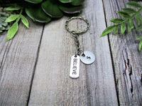 Believe Keychain Motivational Keychain Personalized Handstamped Believe Gift Custom Gifts For Her
