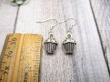 Silver Cupcake Earrings  Sweets Cupcake Dangle Earrings Cupcake Jewelry Bakers Gifts For Her