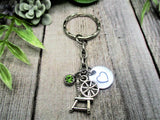 Spinning Wheel Keychain Personalized Gifts Birthstone Keychain Yarn Keychain Yarn Lovers Gifts For Her