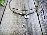 Wrench Charm Bracelet Hand Stamped Initial Bangle Wrench Jewelry Gifts for Her Tool Charm Bracelet