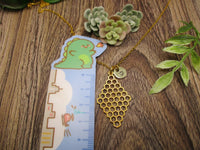 Gold Honeycomb Necklace Personalized  Letter Initial Rhombus Honeycomb Gift for Her Honeycomb  Jewelry
