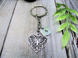 Butterfly Keychain Heart Keychain Butterfly Gift Inital Key Ring Butterfly Lovers Gifts For Her Nature Keychain Customized Gift