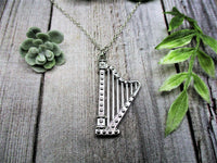 Harp Necklace Harp Jewelry Musicians Gifts For Her Harp Charm Necklace