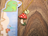 Gold Mushroom Necklace Personalized Letter Initial Fly Argaric Mushroom Jewelry Kawaii Mushroom Gifts For Her