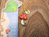 Gold Mushroom Necklace Personalized Letter Initial Fly Argaric Mushroom Jewelry Kawaii Mushroom Gifts For Her