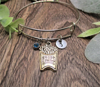 French Fry Charm Bracelet W/ Birthstone Personalized Gifts French Fry Jewelry Gift for Her  Junk Food Bracelet Fast Food Jewelry