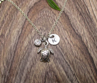 Turtle Necklace Personalized Gifts  Customized Letter Initial Ocean Necklace Gift for Her/ Him Birthstone Jewelry Turtle Jewelry