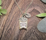 French Fry Necklace Customized Hand Stamped Letter Initial Necklace Junk Food Charm  Necklace Gifts For Her Fast Food Necklace