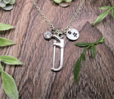 Saw Necklace W/ Birthstone Jewelry Initial Saw Jewelry  Gifts For Her Tool Necklace Tool Jewelry