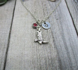 Southern Boots Necklace Cowboy Boots Necklace Personalized Letter Initial Rodeo Boots Necklace Gift for Her Jewelry Birth Month