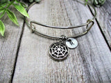 Spiderweb Charm Bangle Bracelet Personalized Gifts For Her Initial  Spiderweb Jewelry