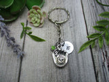 Baseball Keychain Initial Keychain  Personalized Birthstone  Catchers Mitt Keychain  Sports Gifts For Him