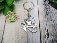 Eye of Horus Keychain Personalized Handstamped Egyptian Eye  Keychain Witch Gift Custom Keychain Gifts For Her