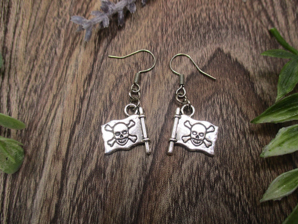 Pirate Flag Earrings Ocean Earrings Jolly Roger Jewelry Ocean Lovers Gifts For Her Pirate Gifts