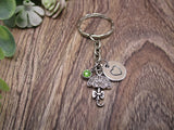 Umbrella Keychain Initial  Personalized Gifts Birthstone Keychain Gifts For Her