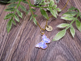 Gold Butterfly Necklace Customized Hand Stamped Letter Initial Purple and Blue  Butterfly Jewelry Butterfly Lover Gifts For Her