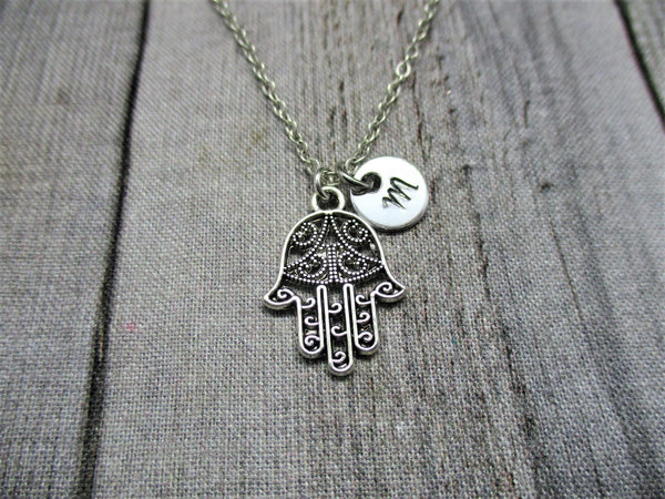 Hamsa Necklace Hamsa Hand Necklace Personalized Letter Initial Hand Of God Gifts For Her Hamsa  Jewelry