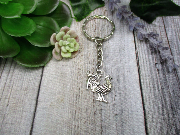 Rooster Keychain Animal Keychain Gifts For Him  / Her Bird Keychain Farmers Gift