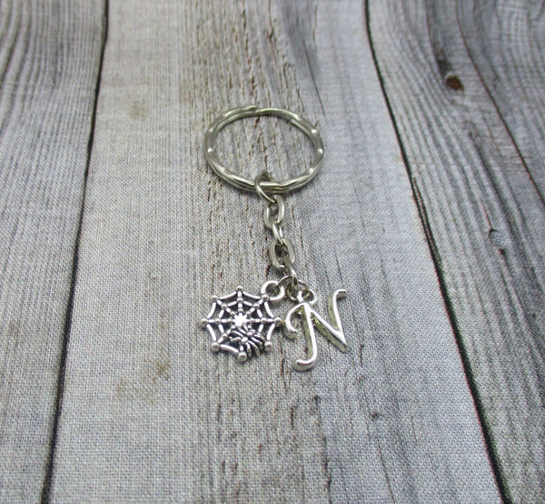 Spiderweb Keychain with Letter Customized Personalized Gifts For Her / Him