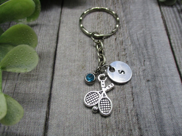 Tennis Racket Keychain Personalized Handstamped Tennis Keychain Gift Custom Gifts For Her Sports Keychain