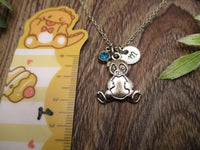 Panda  Bear Necklace Birthstone Initial Necklace Personalized Gifts For Her  Panda Bear Jewelry