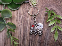 Monkeys Keychain Initial Keychain  Personalized Gifts Birthstone Animal Keychain Gifts For Her / Him Hear No Evil