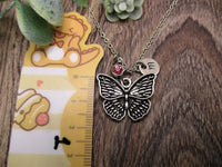 Butterfly Necklace W/ Birthstone Personalized Gift Initial  Gifts For Her Butterfly Jewelry  Nautre Lovers