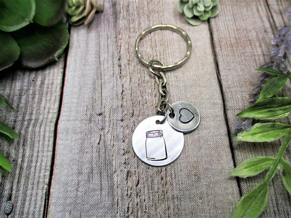 Mason Jar Keychain Personalized Gifts For Her / Him Inital Keychain