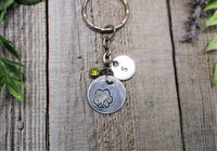Flower Keychain Personalized Handstamped Keychain Gift Custom Birthstone Keychain Gifts For Her Plant Keychain