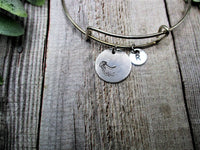 Jellyfish Bracelet Hand Stamped Initial Bangle Jellyfish Jewelry Gifts for Her Birthday  Gifts Mermaidcore Nautical Gifts