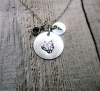 Crystal Necklace W/ Birthstone Hand Stamped Personalized Gifts For Her/ Him Crystal Jewelry Initial Necklace
