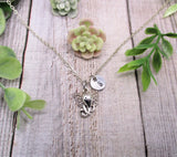 Elephant Necklace Personalized Animal Charm Necklace  Letter Initial Elephant Jewelry Gifts For Her / Him Elephant Lovers