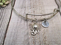 Elephant Charm Bracelet Personalized Initial Bangle Elephant Jewelry Gifts for Her Birthday Animal Bracelet Animal Jewerly