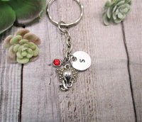 Elephant Keychain Personalized  Birthstone Keychain  Elephant Gifts For Her Animal Keychain