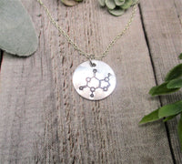 Chocolate Molecule Necklace Chocolate Necklace Hand Stamped Science Jewelry Gifts For Her