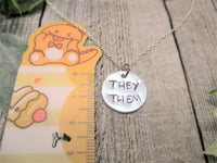 Pronoun Necklace They Them Necklace Hand Stamped Pronoun Jewelry Gifts For Them