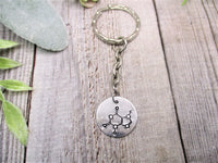 Chocolate Molecule Keychain Hand Stamped Science Gifts For Her / Him Chocolate Keychain