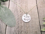 Pronoun Necklace They Them Necklace Hand Stamped Pronoun Jewelry Gifts For Them
