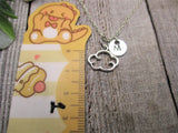 Cloud Necklace Personalized Gifts  Hand Stamped Letter Initial Necklace Gifts For Her / Him Cloud Jewelry